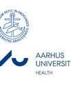 Navnetrækslogo for AU, Health sammen med Aarhus Universitets segl.