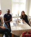 [Translate to English:] Michael Schriver, Vincent Cubaka og Ditte Andreasen ser frem til fortsat at arbejde med sundhedspersonale og patienter i Rwanda.