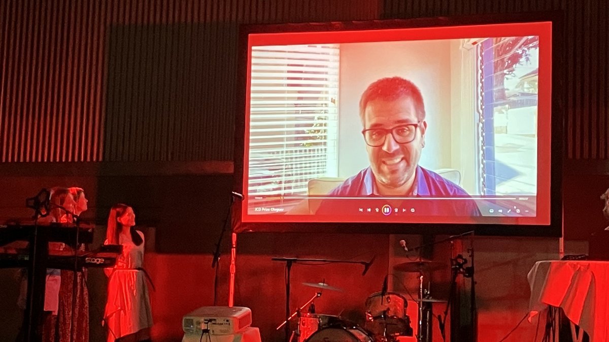 Oleguer Plana-Ripoll participated in the celebration via a large screen, as he was attending a conference in California. Photo: Helene Hallas, Health PhD Administration.