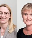 [Translate to English:] Nete Dorff Ramlau-Hansen (t.v.) og Lise Terkildsen er tiltrådt som nye funktionschefer i Administrationscenter Health.